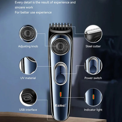 Kemei Cordless Adjustable 1-10mm Hair Trimmer For Men