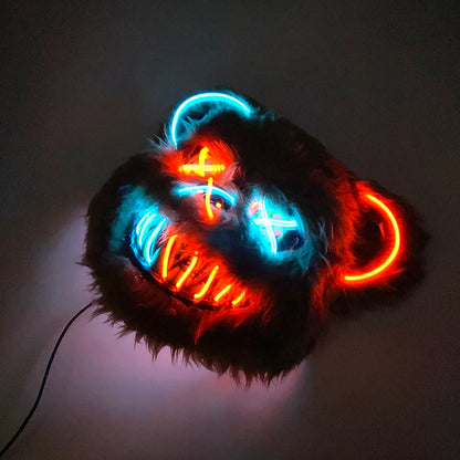 LED Bloody Rabbit Mask Glowing Killer Black Bear Mask Halloween