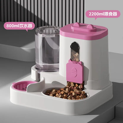 Cat Bowl Automatic Feeder with Spill Proof Design with Water Fountain