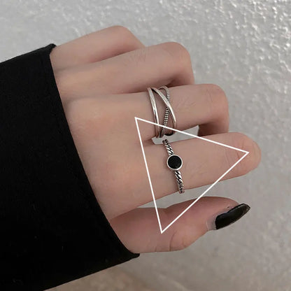VENTFILLE 925 Sterling Silver Finger Rings Hollow Chain