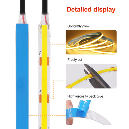 New USB COB Strip Light Flexible Adhesive Tape Night Lighting