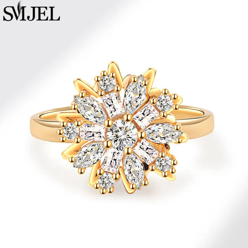 Luxury Crystal Anxiety Relief Spinning Fidget Rings for Women