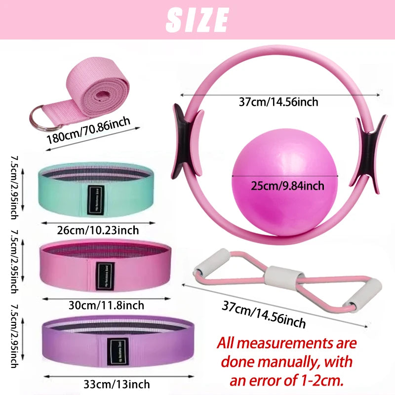 Pilates Basic Set Fitness Ball Elastic Stretch Belt
