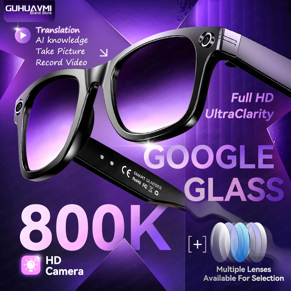 AI Smart Glasses with 8MP Camera Video Recording 100+ Languages