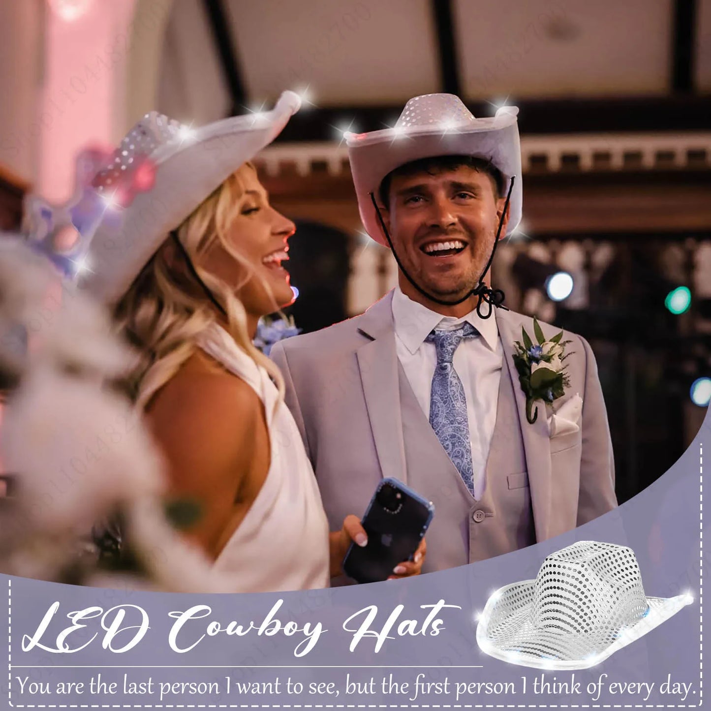 LED Cowboy Hats Wedding Hats Bulk Light up Cowboy Hats