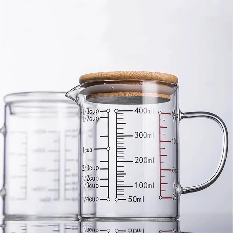 Heat-resistant Glass Measuring Cup With Wood Lid