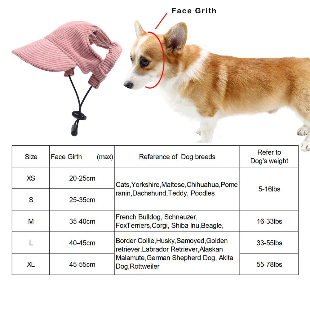 Fashion Big Dog Baseball Cap Durable Corduroy Sun Hat