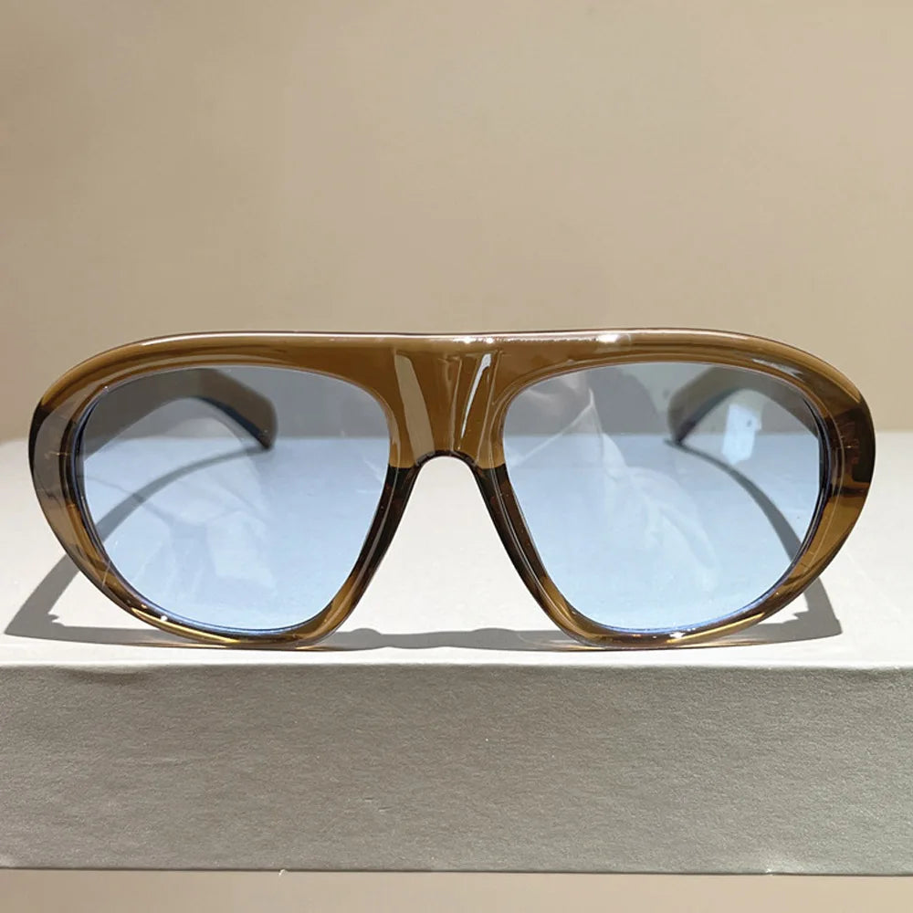 new fashion leopard gradient oval sunglasses for women