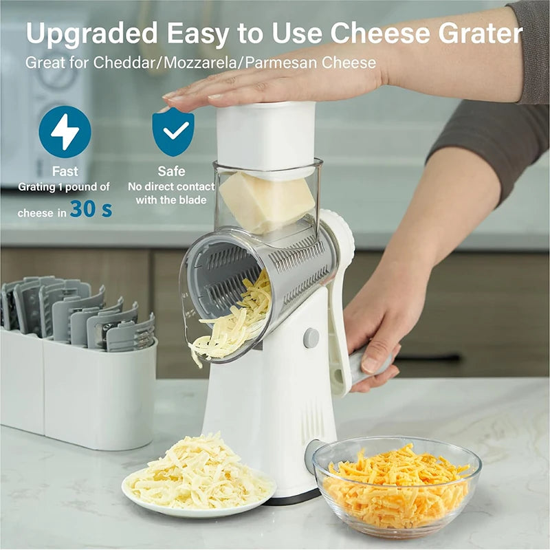 LMETJMA 5 in 1 Rotary Cheese Grater Shredder Kitchen