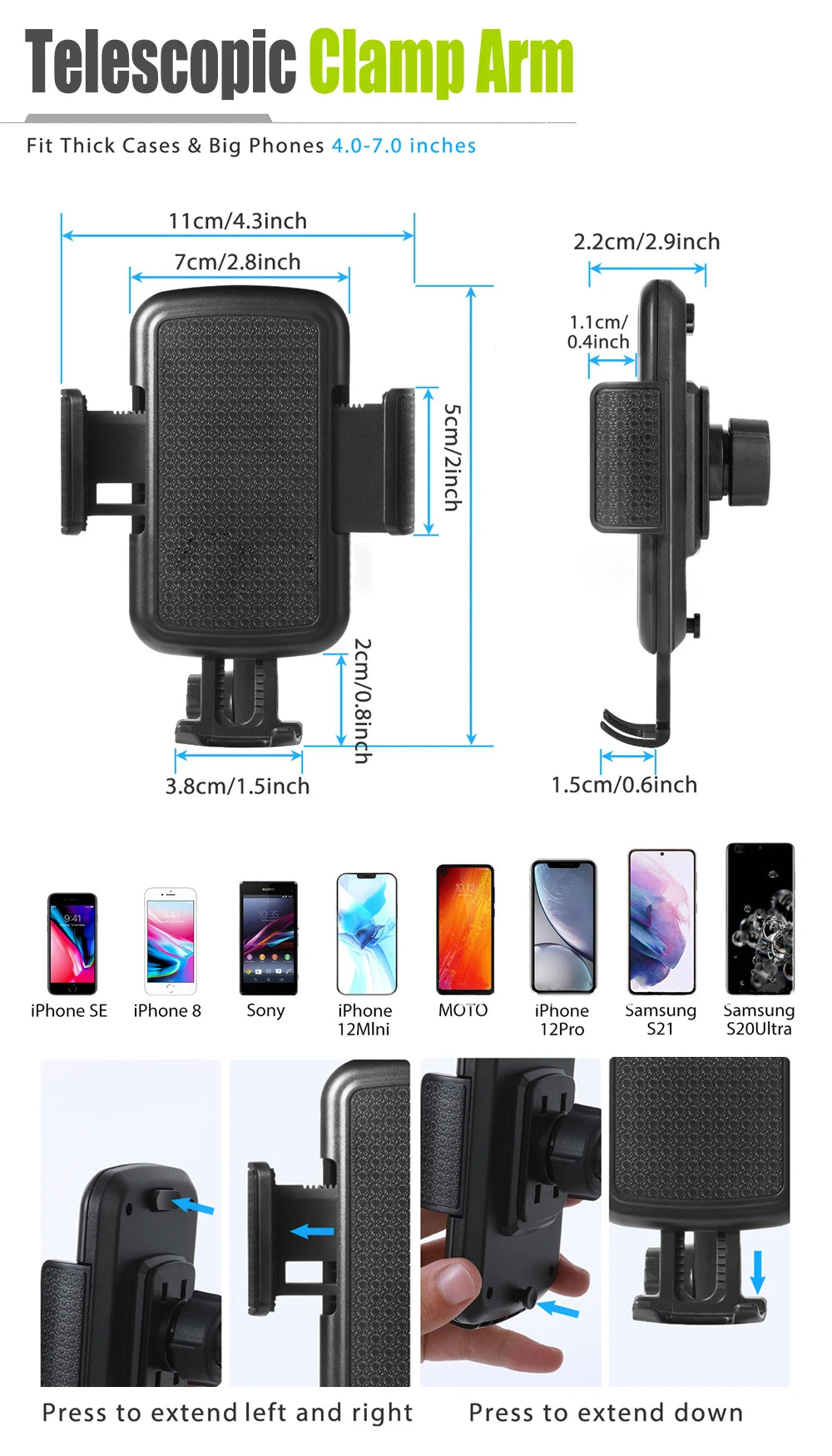 360° Adjustable Car Cup Holder Universal Car Phones Mount