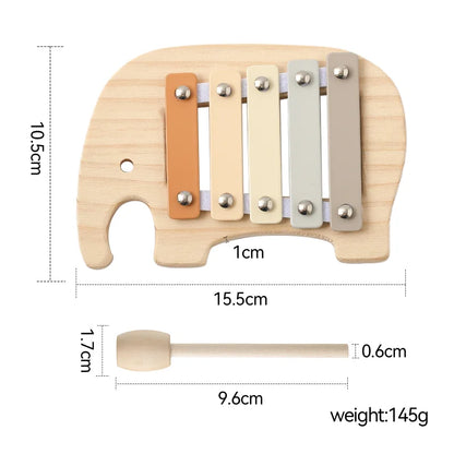 Montessori Wooden Toy Multicolor Xylophone Bell Beads