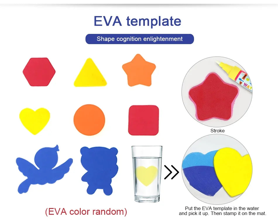 Magic Water Drawing Mat with Reusable Magic Pens