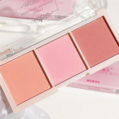 Three color blush tray rouge makeup