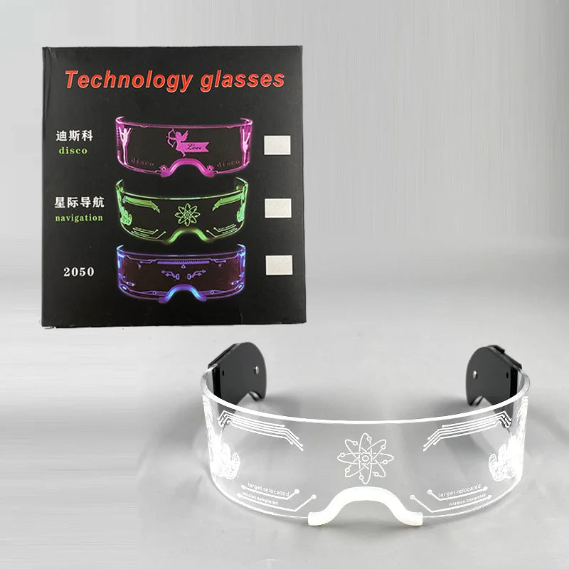 New Acrylic Luminous Glowing Cyberpunk Glasses LED Light