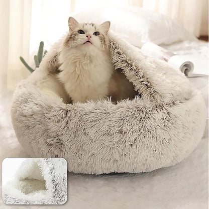 Soft Plush Pet Bed with Cover Round Cat Bed Mattress