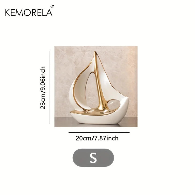 Ceramics Luxury Sailboat Sculpture Post-modern Living Room
