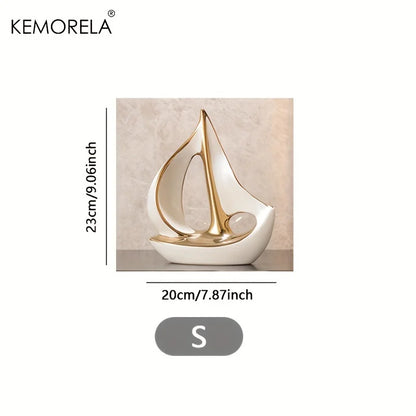 Ceramics Luxury Sailboat Sculpture Post-modern Living Room