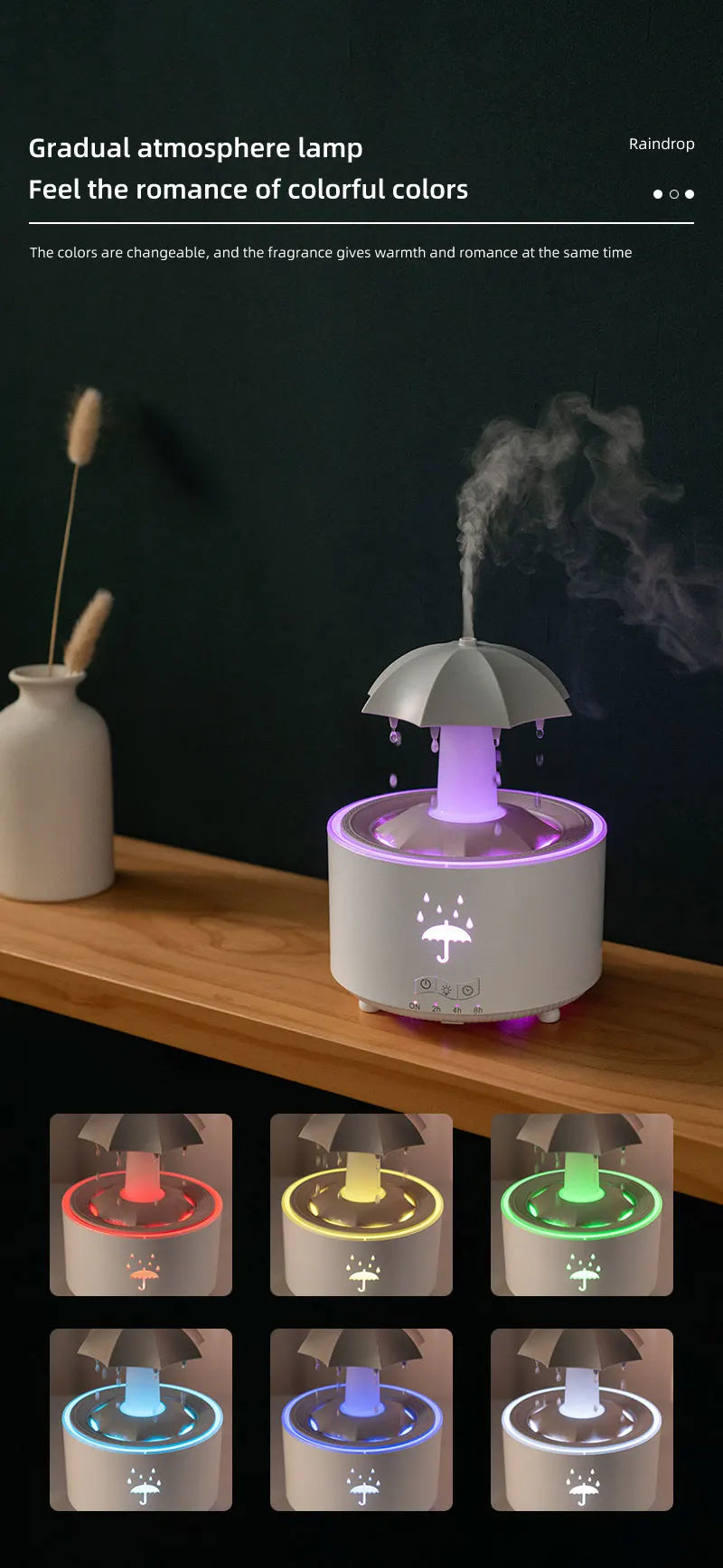 Ultra Quiet Raindrop Humidifier Aromatherapy Diffuser