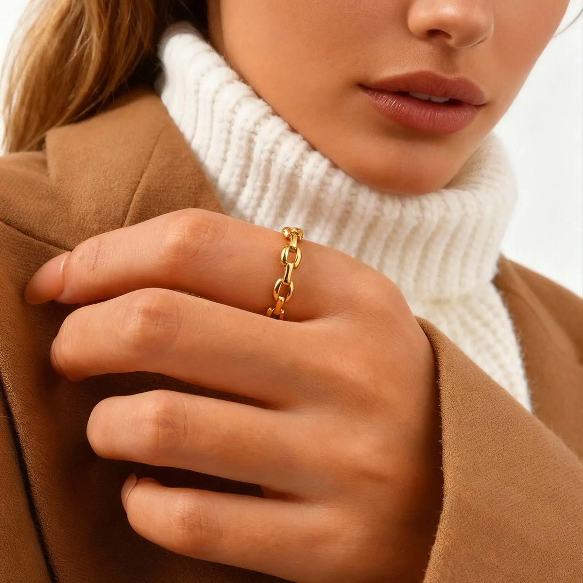Simple Strap Chain Ring for Women Minimalist Jewelry