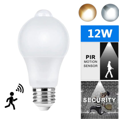 PIR Motion Sensor LED Light Bulb 12W E27 Smart Bulb
