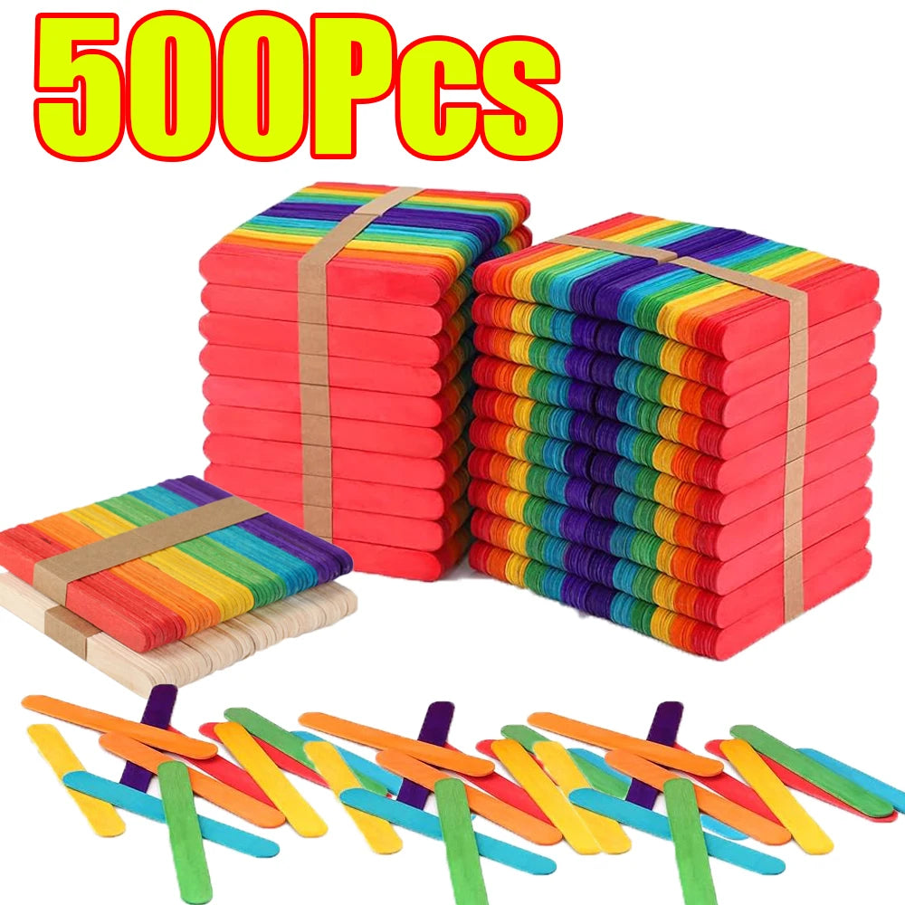 Colored Ice Cream Popsicle Stick Wooden Popsicle Sticks