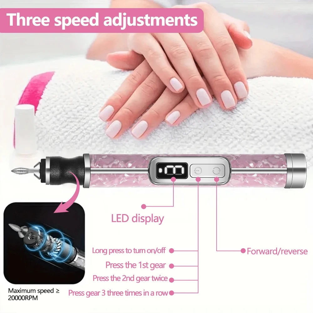 Cordless Electric Nail File Set 4 Adjustable Speeds