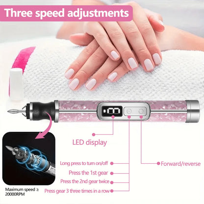 Cordless Electric Nail File Set 4 Adjustable Speeds