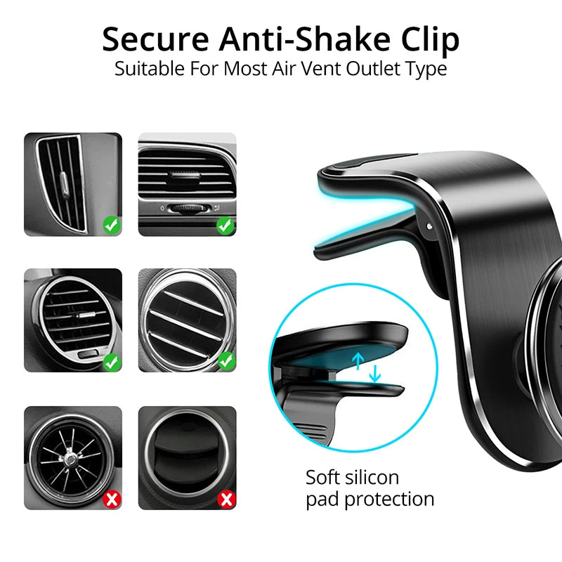 Magnetic Car Phone Holder Air Vent Clip Mount Rotation