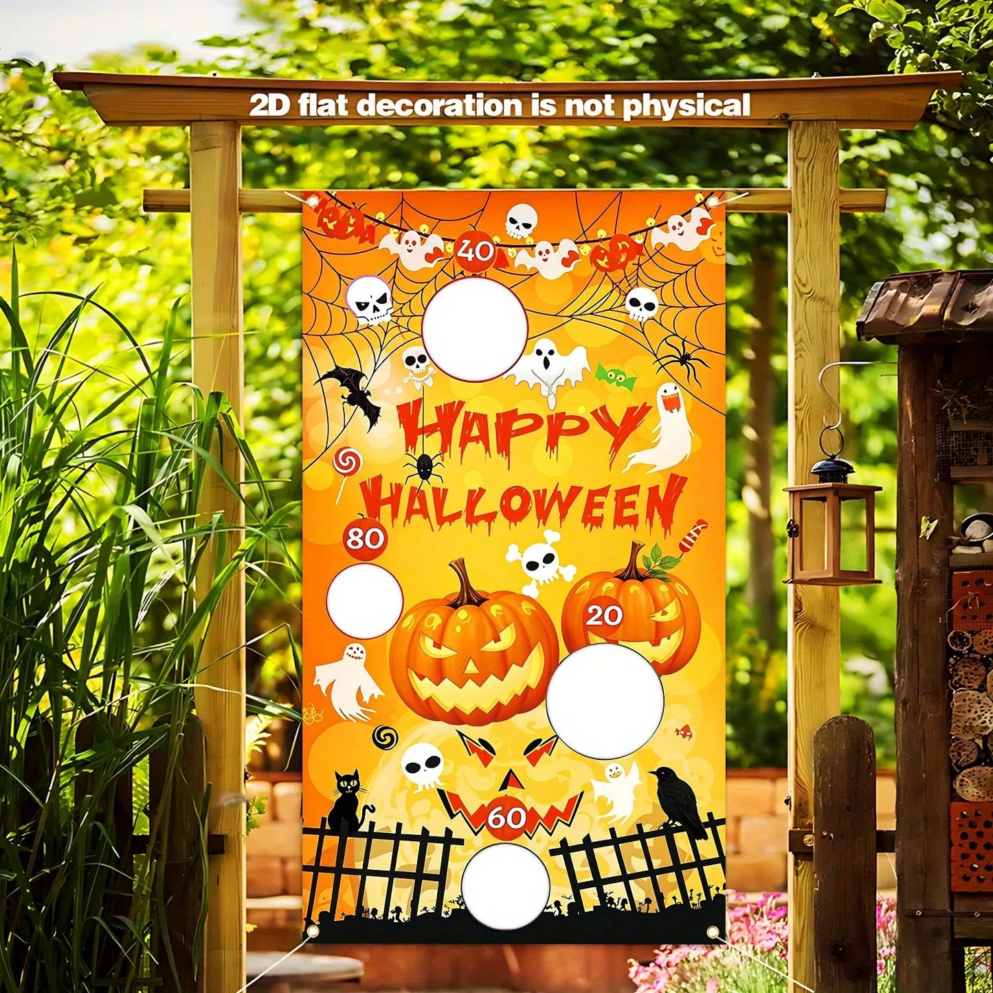 Halloween Bean Bag Toss Game Banner Pumpkin Bat Skull