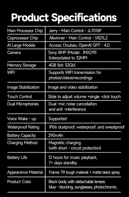 New Upgrade Smart Glasses With Camera Video Recording