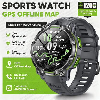 New GPS Map Smart Navigation Watch 1200mAh Battery