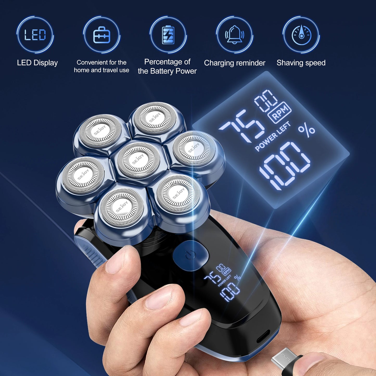 6-in-1 7D Head Shavers for Bald Men Electric Razor