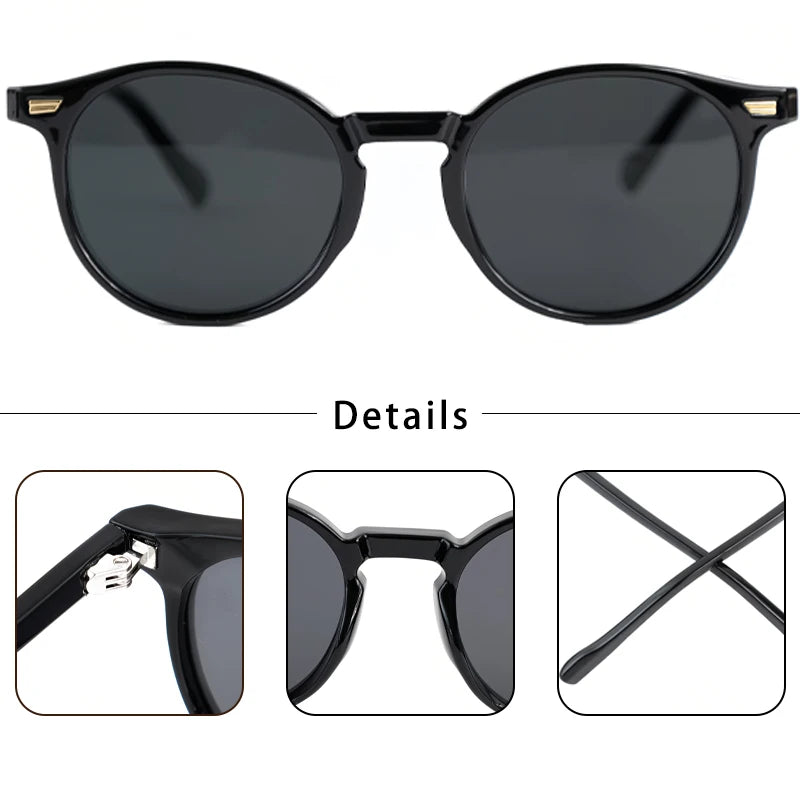 Retro Polarized Round Sunglasses Men TR90 / Acetate Vintage