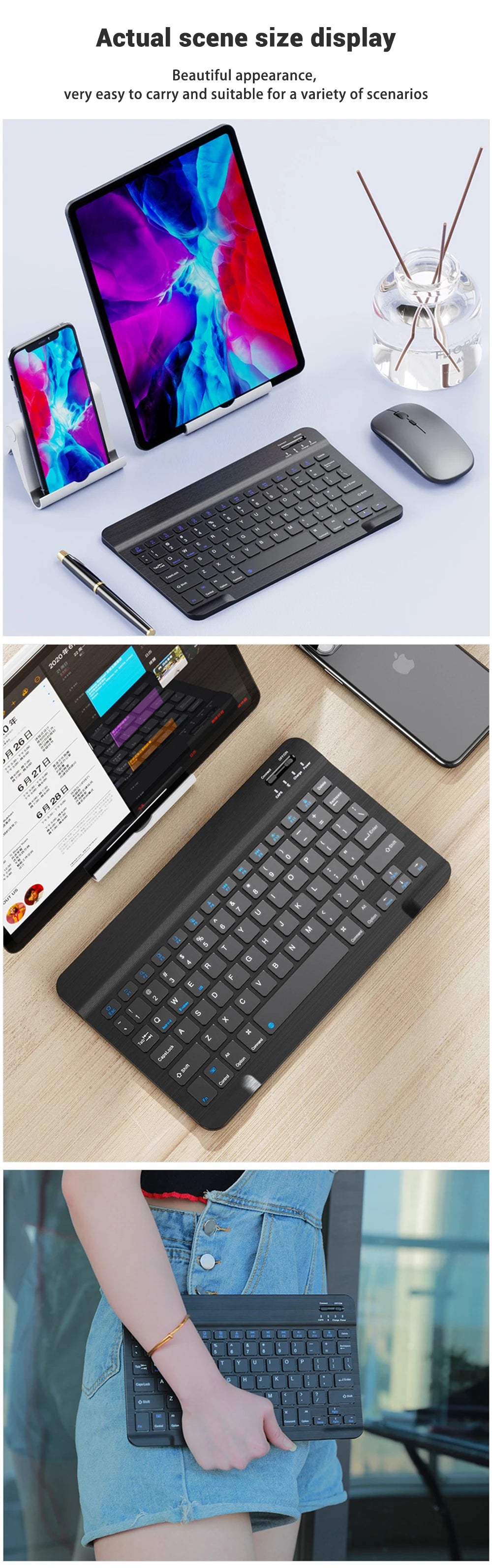 Ultra-Slim Bluetooth-compatible Keyboard Portable Mini Wireless