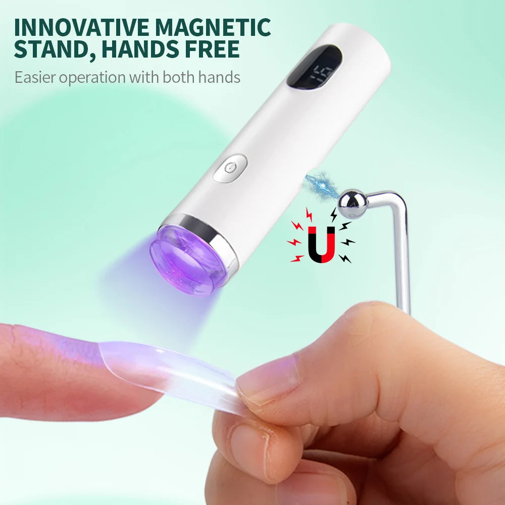 Handheld Quick Drying Nail Lamp Magnetic Mount Rechargeable