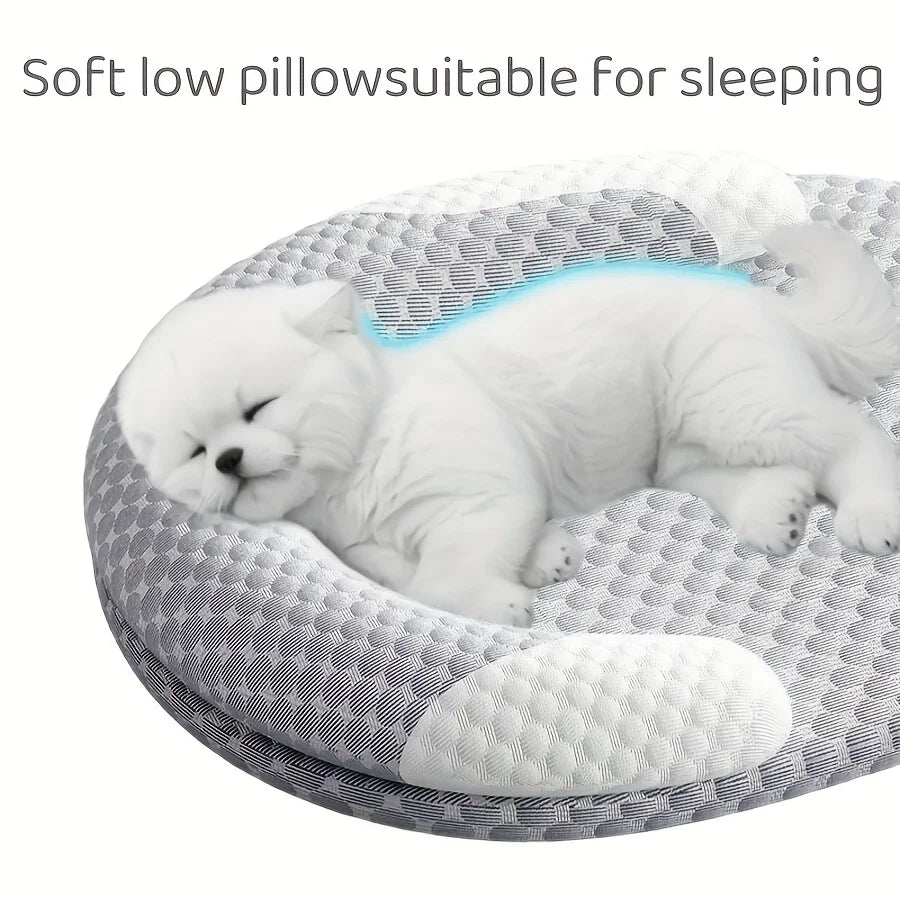 Summer Ice Silk Cooling Dog Bed Oval Breathable Heat Dissipation