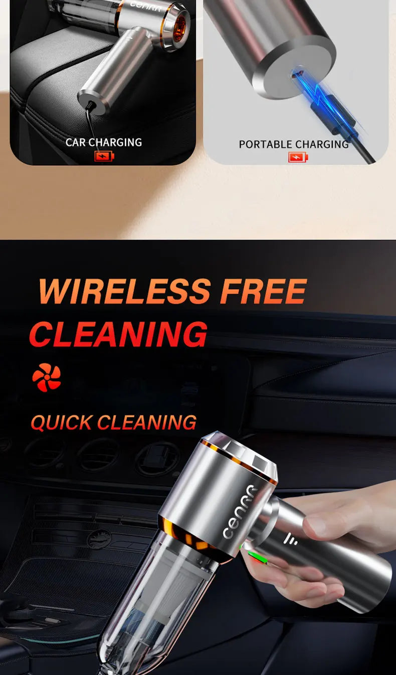 CENRR Portable Wireless Car Vacuum Cleaner Mini Powerful