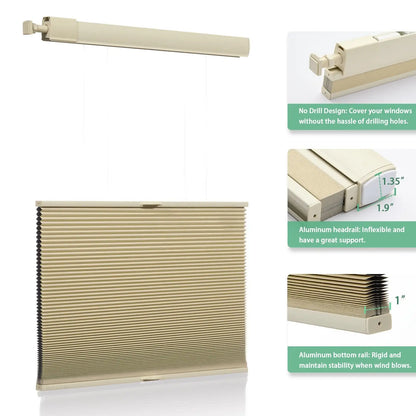 High Quality Color-Matched No Drill Honeycomb Blinds For Windows