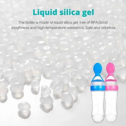 Safe Useful Silicone Baby Bottle with Spoon Food Supplement