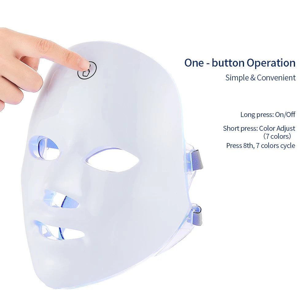 Rechargeable Facial LED Mask 7 Colors LED Photon Beauty Mask