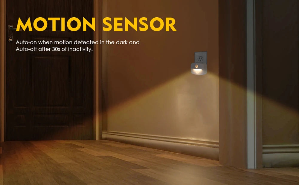 LED Night Light Motion Sensor EU Plug Lamp Nightlights
