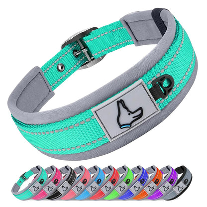 Padded Dog Collars Soft Reflective Wide Pet Collars