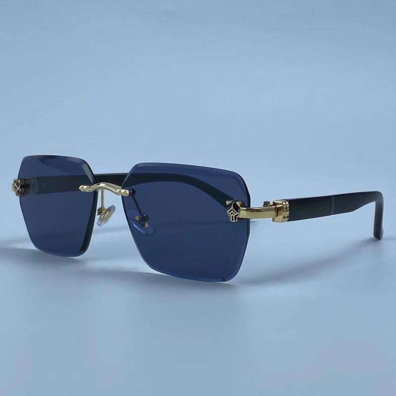 Square Rimless Photochromic Sunglasses Men Vintage