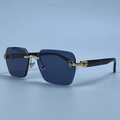 Square Rimless Photochromic Sunglasses Men Vintage