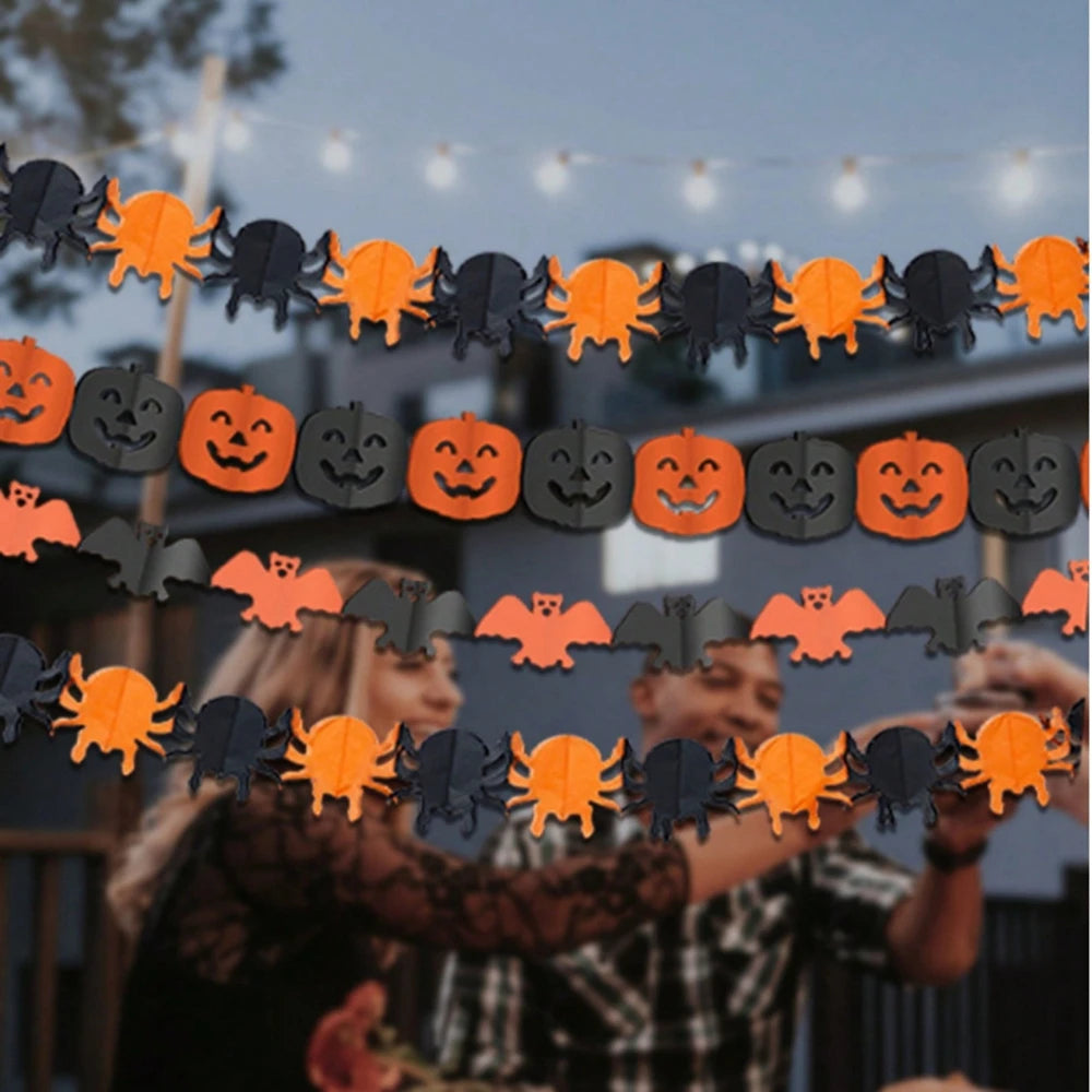Halloween Paper Banner Spider Pumpkin
