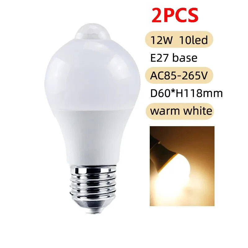 PIR Motion Sensor LED Light Bulb 12W E27 Smart Bulb
