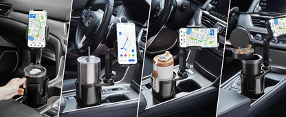2-in-1 Cup Holder Phone Mount – 360° Rotatable Long Arm Expander