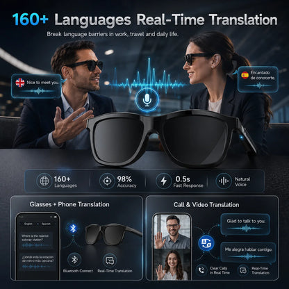 New Touch-Color Change Smart Audio Glasses Men AI Video