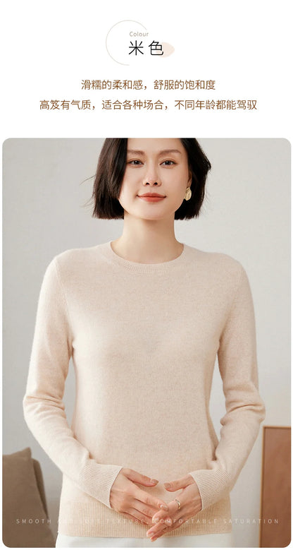 100% Pure Goat Cashmere Knitted Pullovers O-Neck