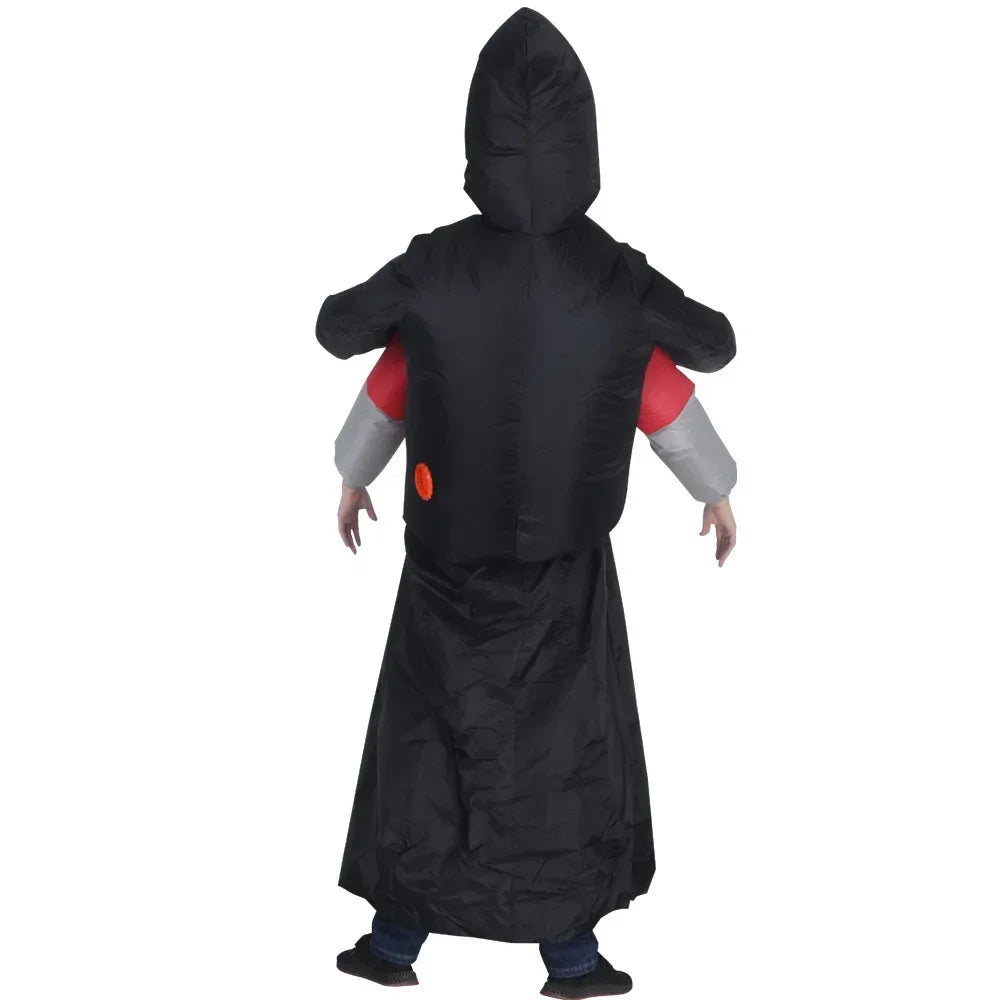 Adult Funny Inflatable Black Robe Mask Ghost Costume